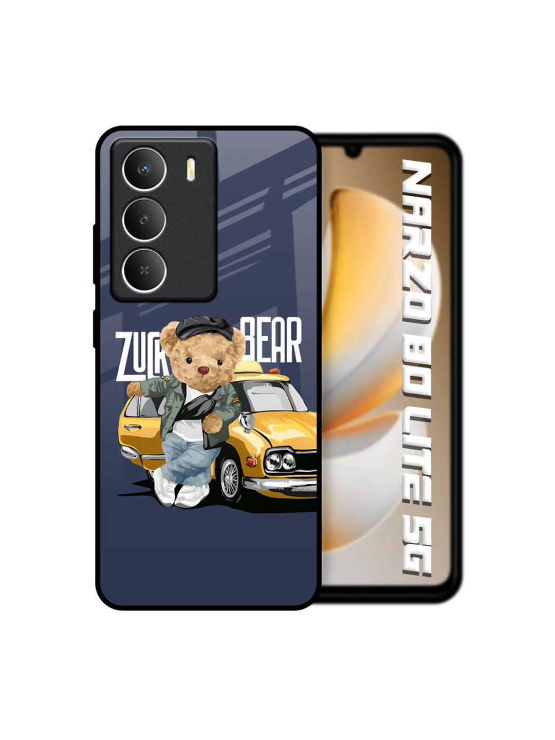 QRIOH Adventurous Bear Glass Printed Realme Narzo 80 Lite 5G Silicone Back Case