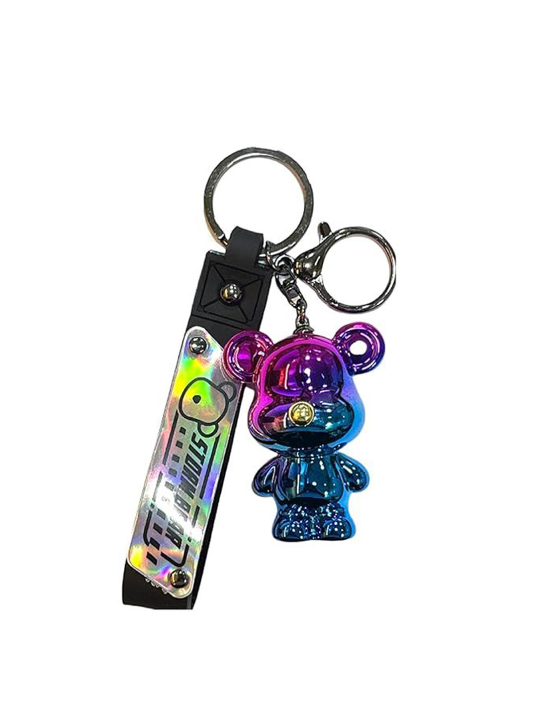AUGEN Monochrome Mirrored Teddy Bear Key Chain
