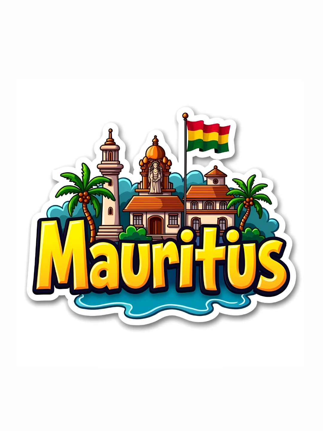 GIFTODAY Yellow & Blue Mauritius Printed Decorative Magnets