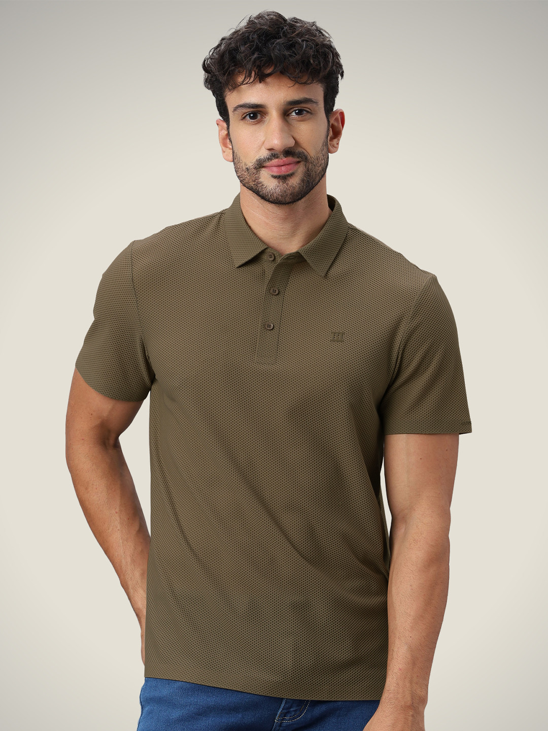 Hektor Open Button Bubble Jacquard Bonded Wrinkle Resistant & Moisture Wicking Polo Tshirt