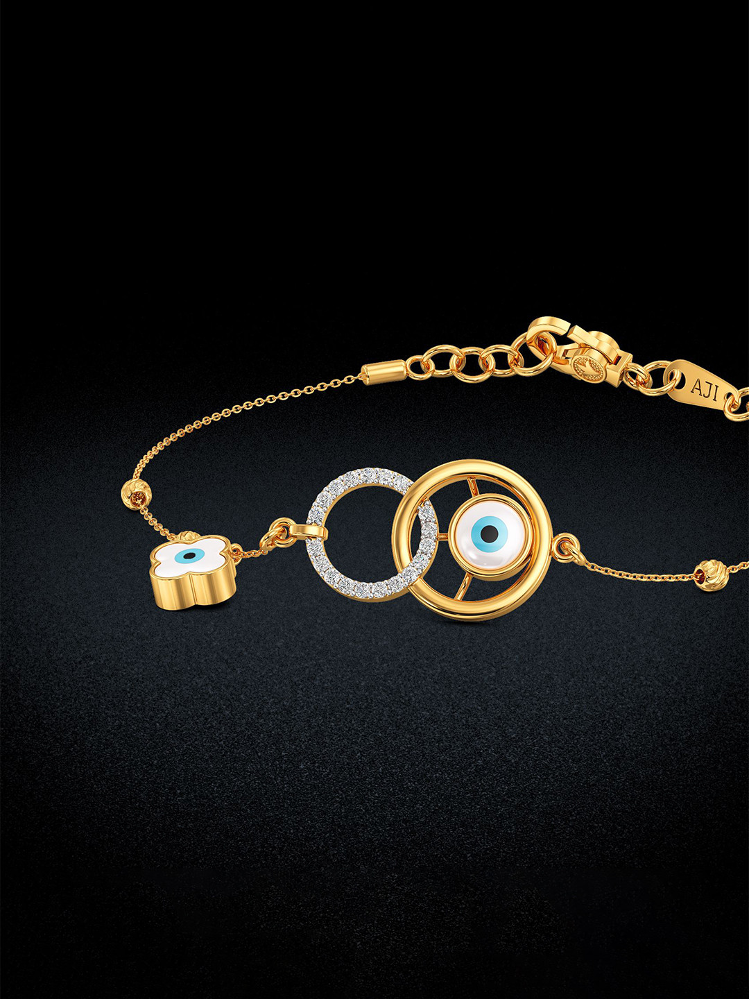 Joyalukkas Women 22KT Golden Protection Evil Eye Gold Bracelet- 5.41g