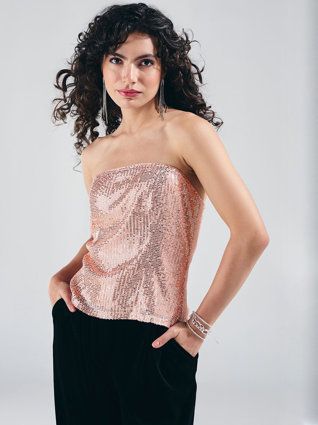 20Dresses Embellished Sequined Strapless Tube Top