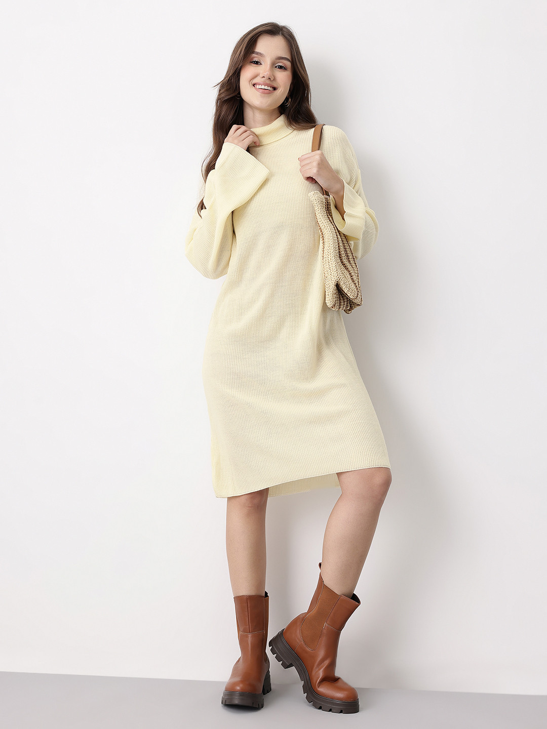 Mast & Harbour Bell Sleeve Turtle Neck Dress