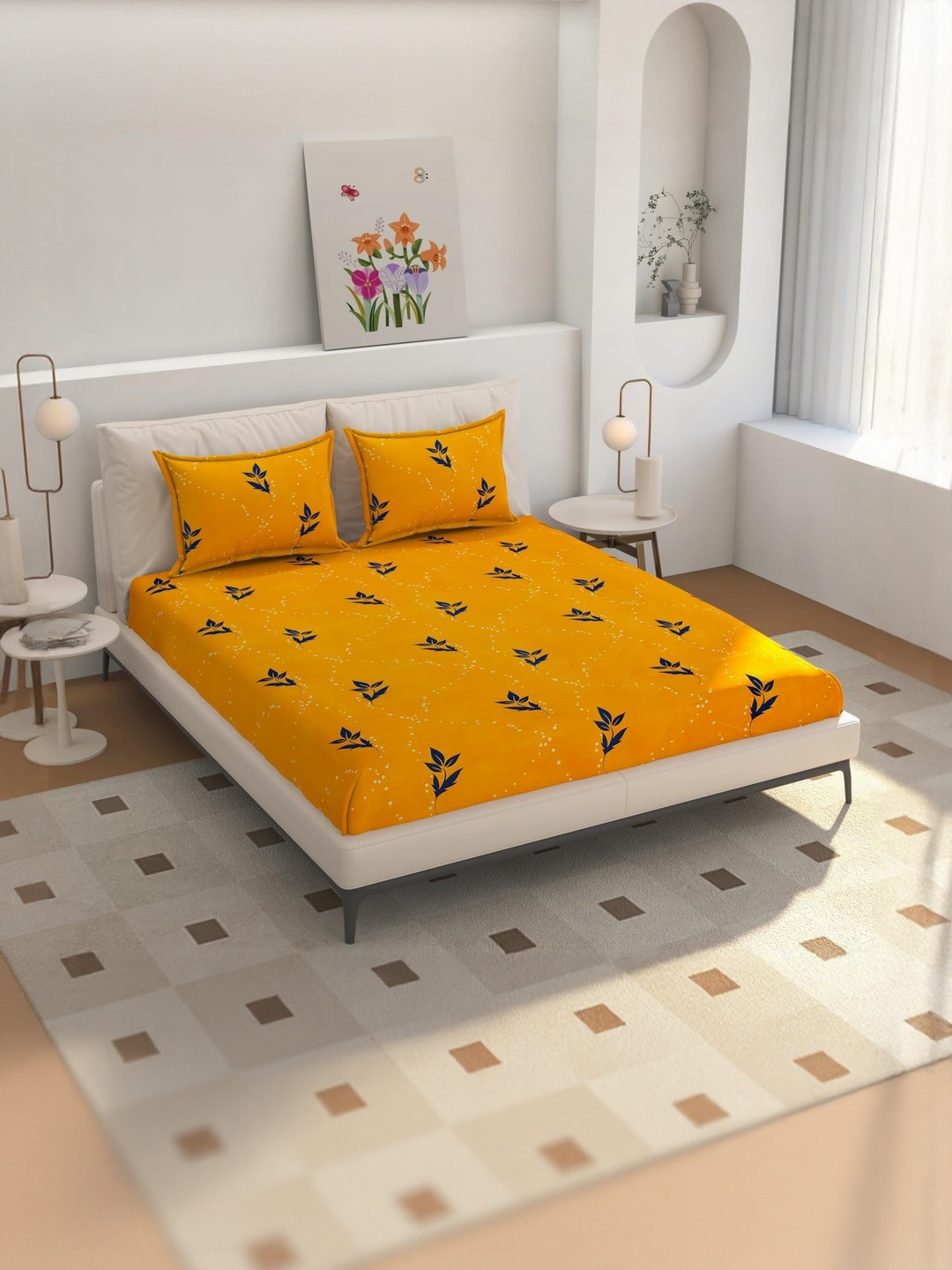 NEW TOWN 210 TC Queen Bedsheet with 2 Pillow Covers King Size Double Bed Bedsheets