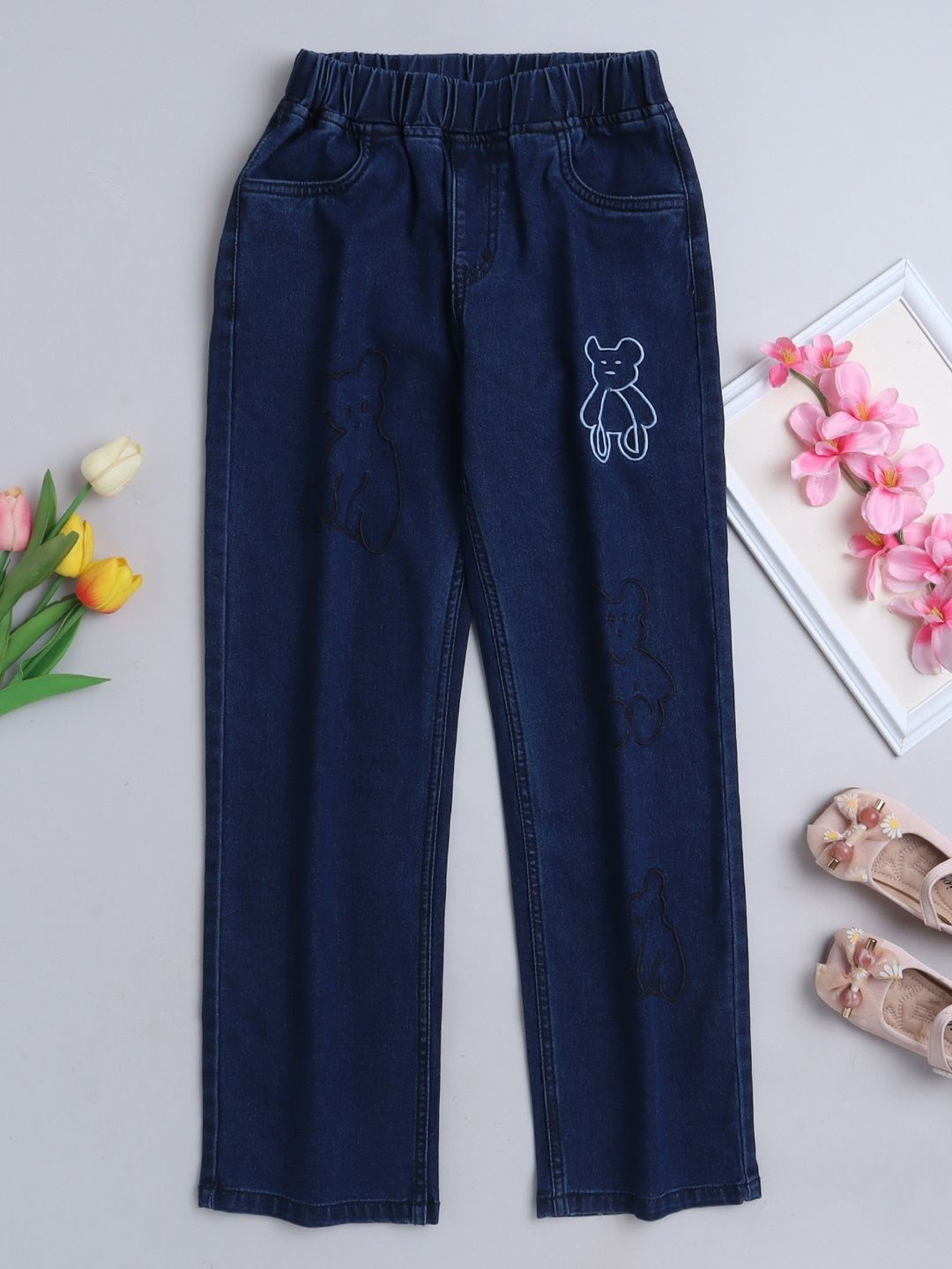 BRIGHT STARS KIDSWEAR Girls Comfort Regular Fit Mid-Rise Jeans