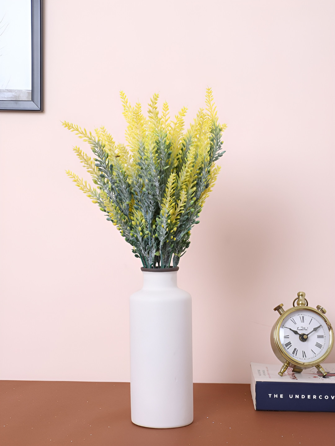 Home Bloom Yellow & Green 3 Pieces Lavender Artificial Plants