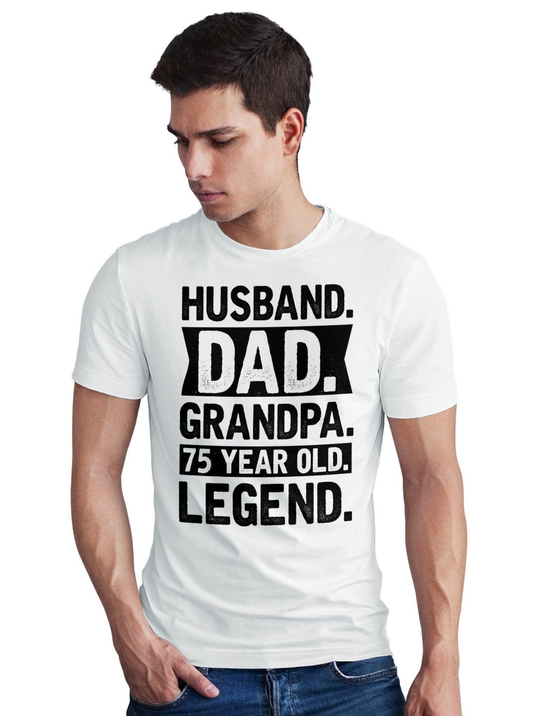 Seekbuylove Husband Dad Grandpa 75 Year Old Legend, Funny Birthday Men Pure Cotton T-shirt