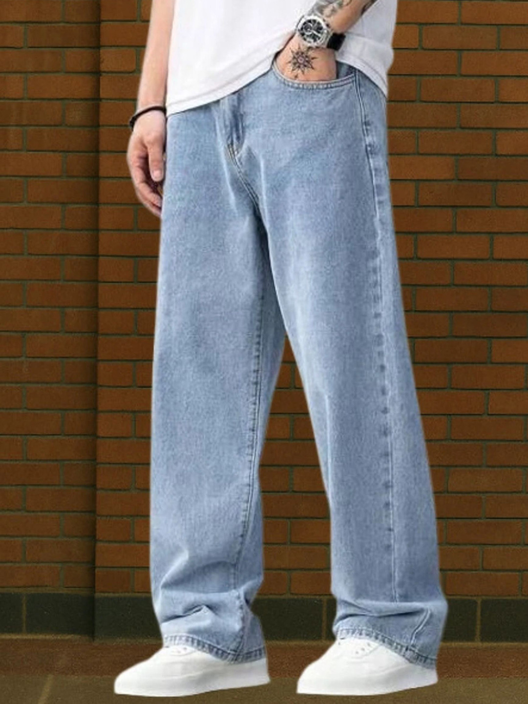 Gaucha Mid-Rise Light Shade Stretchable Baggy Fit JCotton eans