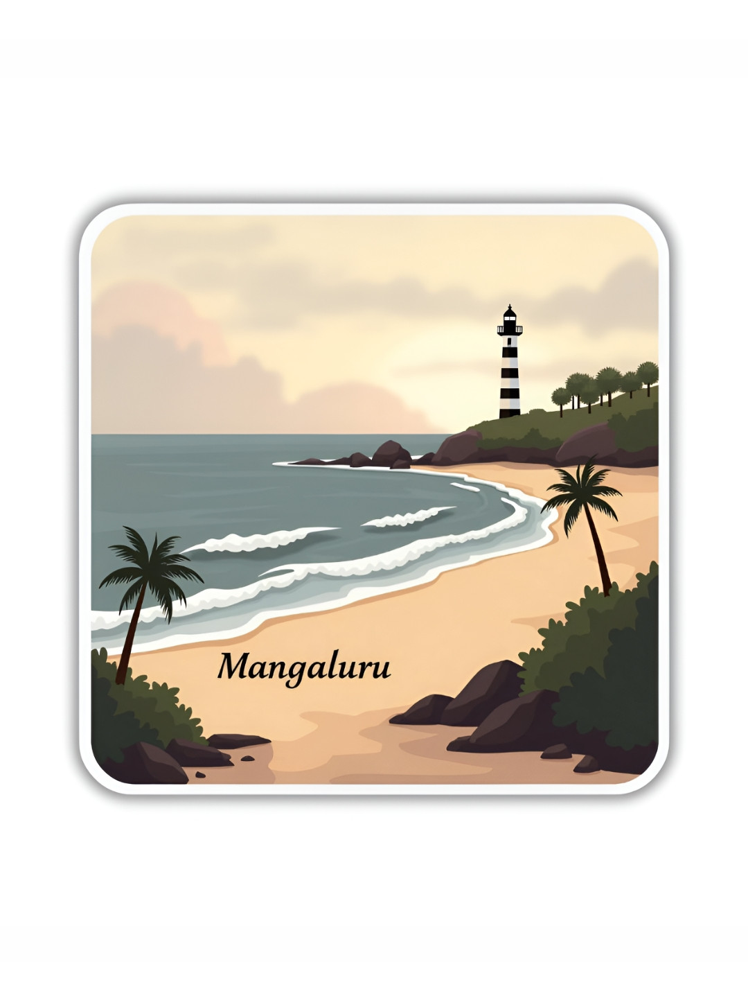GIFTODAY Beige & Grey Mangaluru Printed Fridge Magnets