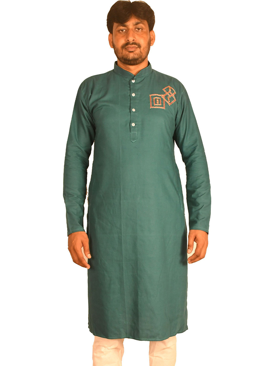 AMR Garments Mandarin Collar Thread Work Straight Kurta