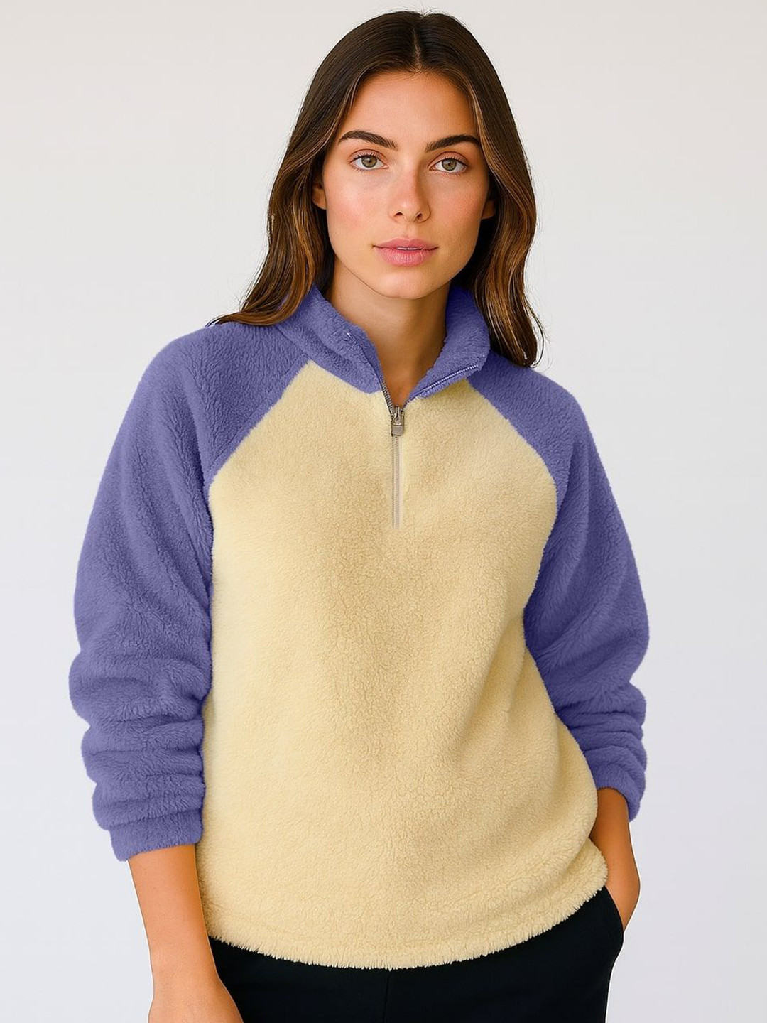 The Dry State Colourblocked Mock Collar Pullover Sweatshirt