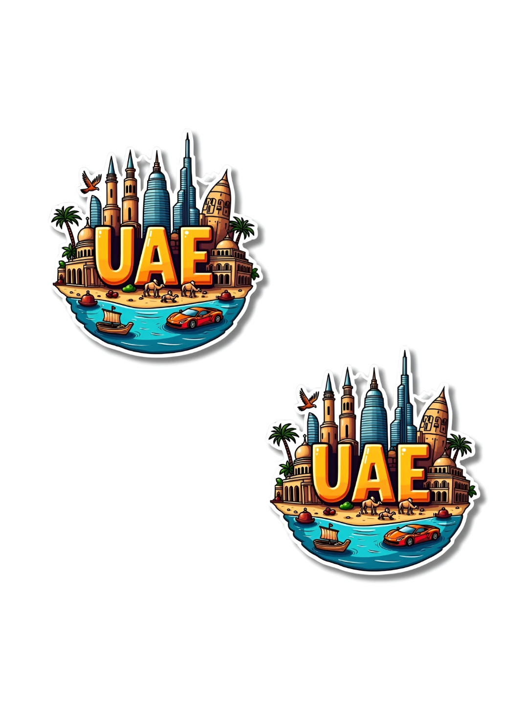 GIFTODAY Set Of 2 Blue & Yellow UAE Printed Fridge Magnets