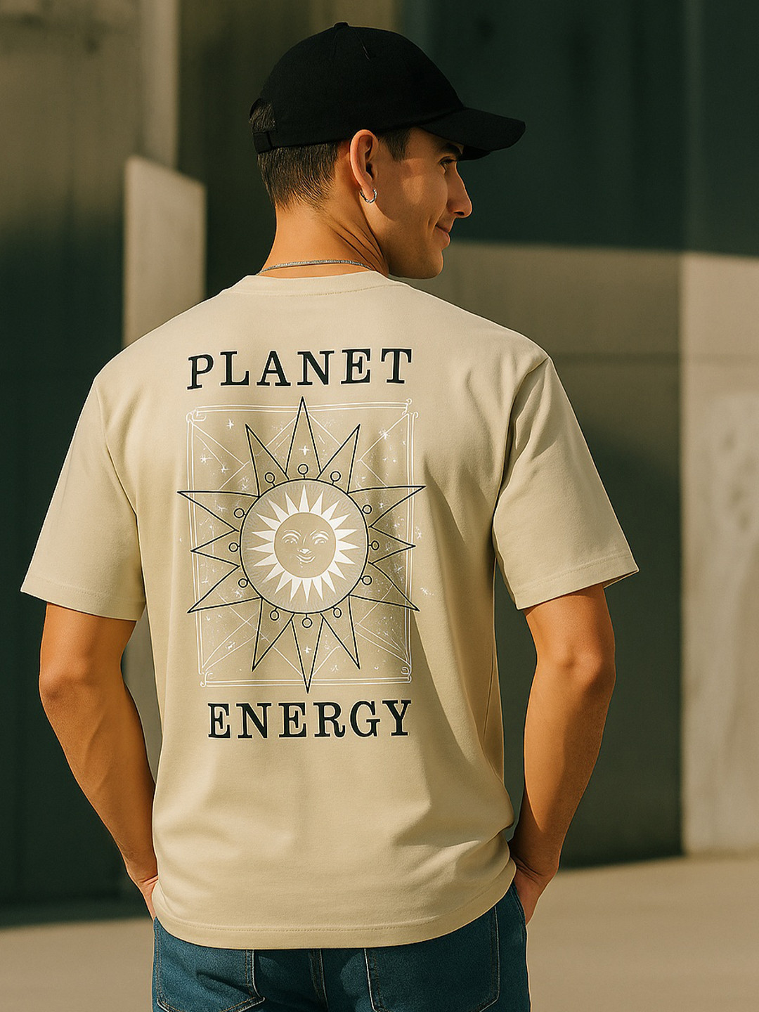 Planet Energy Men Graphic Oversized T-shirt