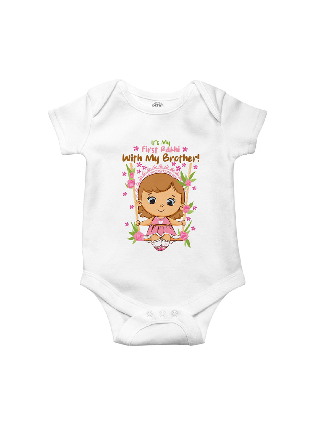 THE PRINT PLATTER Infants First Rakhi Brother Printed Envelope Neck Cotton Bodysuit