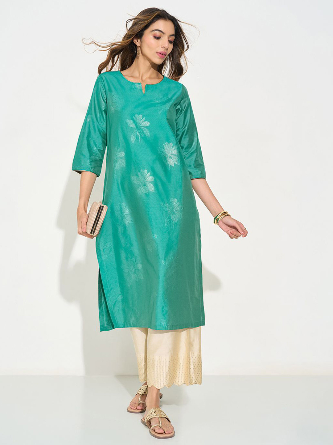 RANGMANCH BY PANTALOONS Women Arcadia Printed Flared Sleeves A-Line Kurta