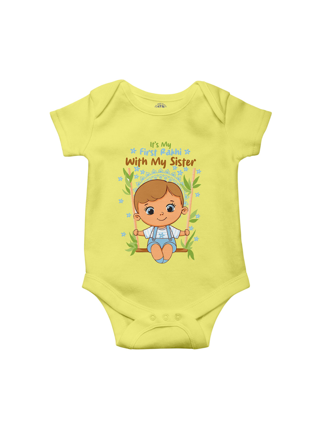 THE PRINT PLATTER Infants First Rakhi Sister Printed Cotton Envelope Neck Bodysuit