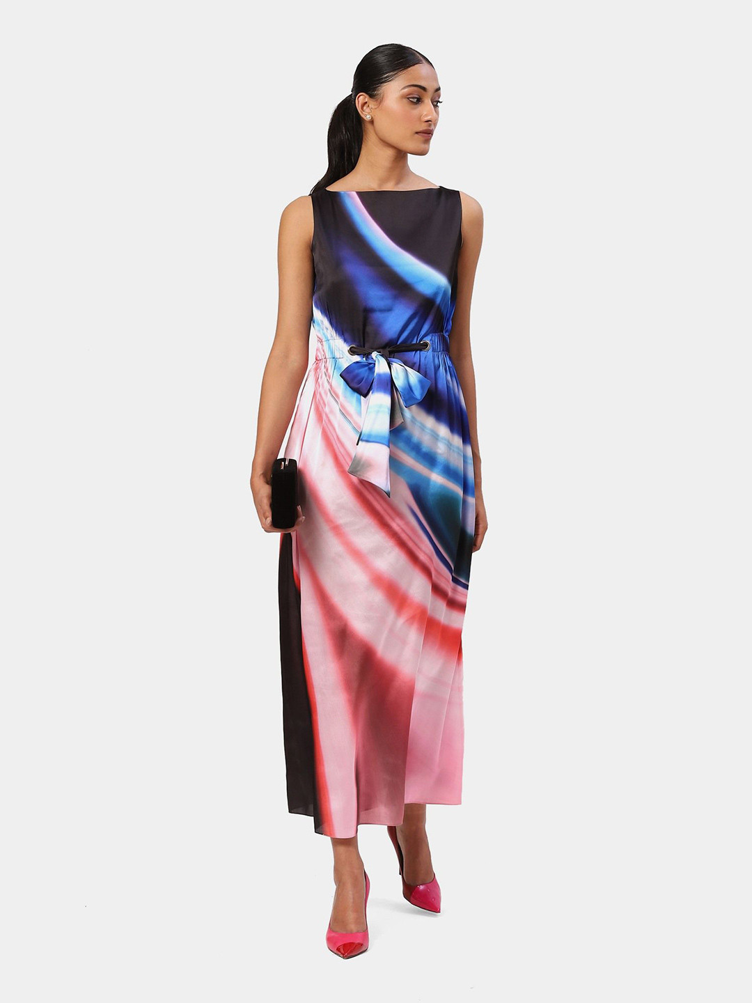 Satya Paul Women Printed Satin A-Line Maxi Dress