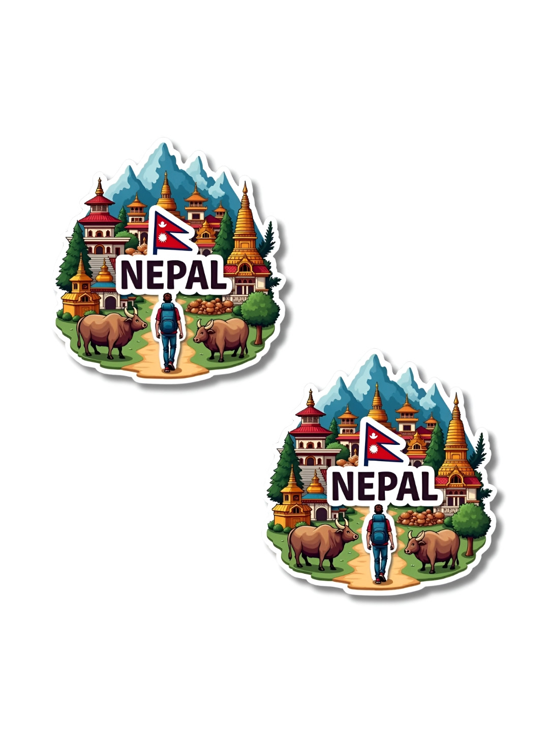 GIFTODAY Set Of 2 Green & Blue Printed Fridge Decorative Magnets