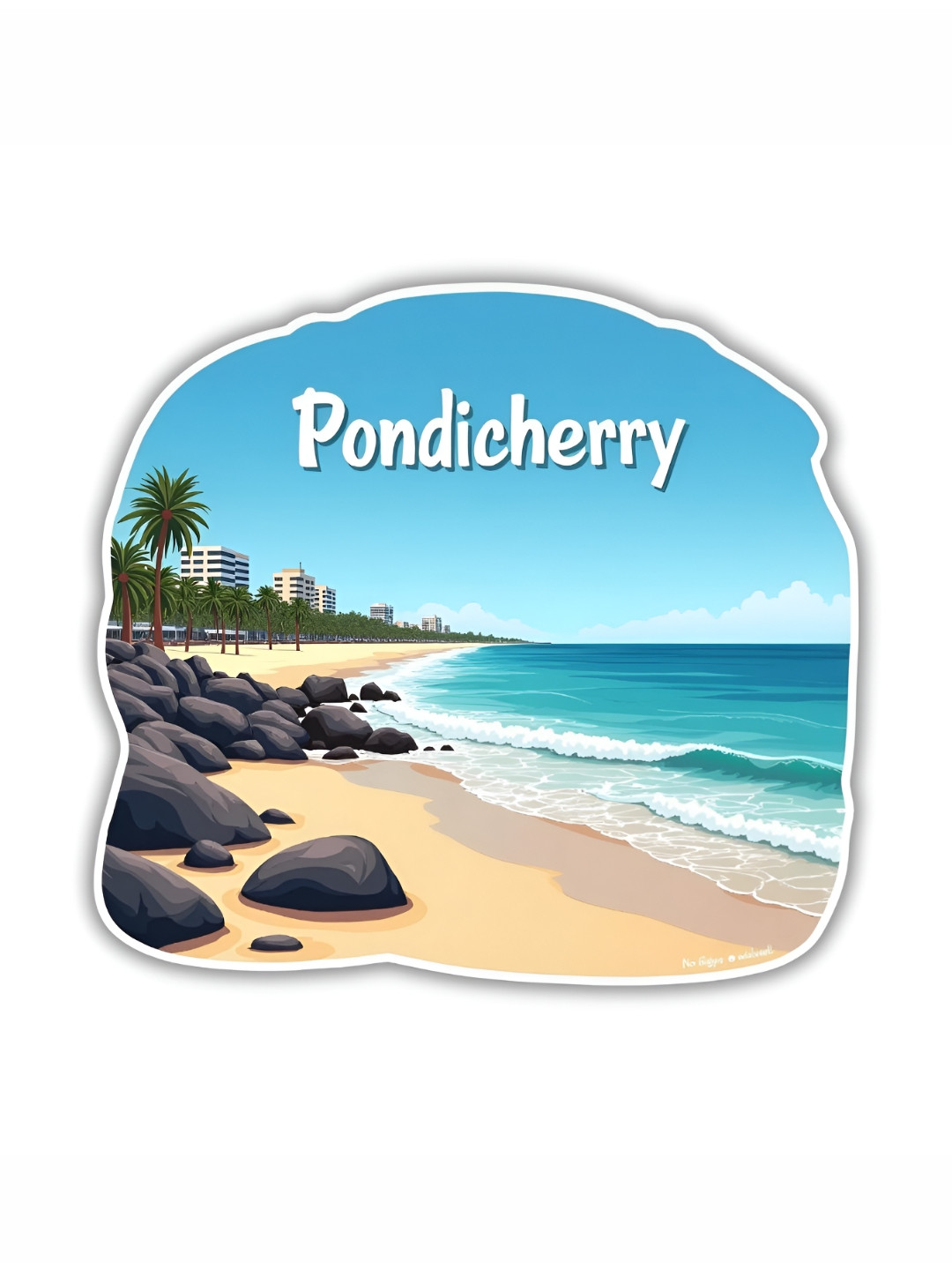 GIFTODAY Blue & White Pondicherry Printed Fridge Decorative Magnets