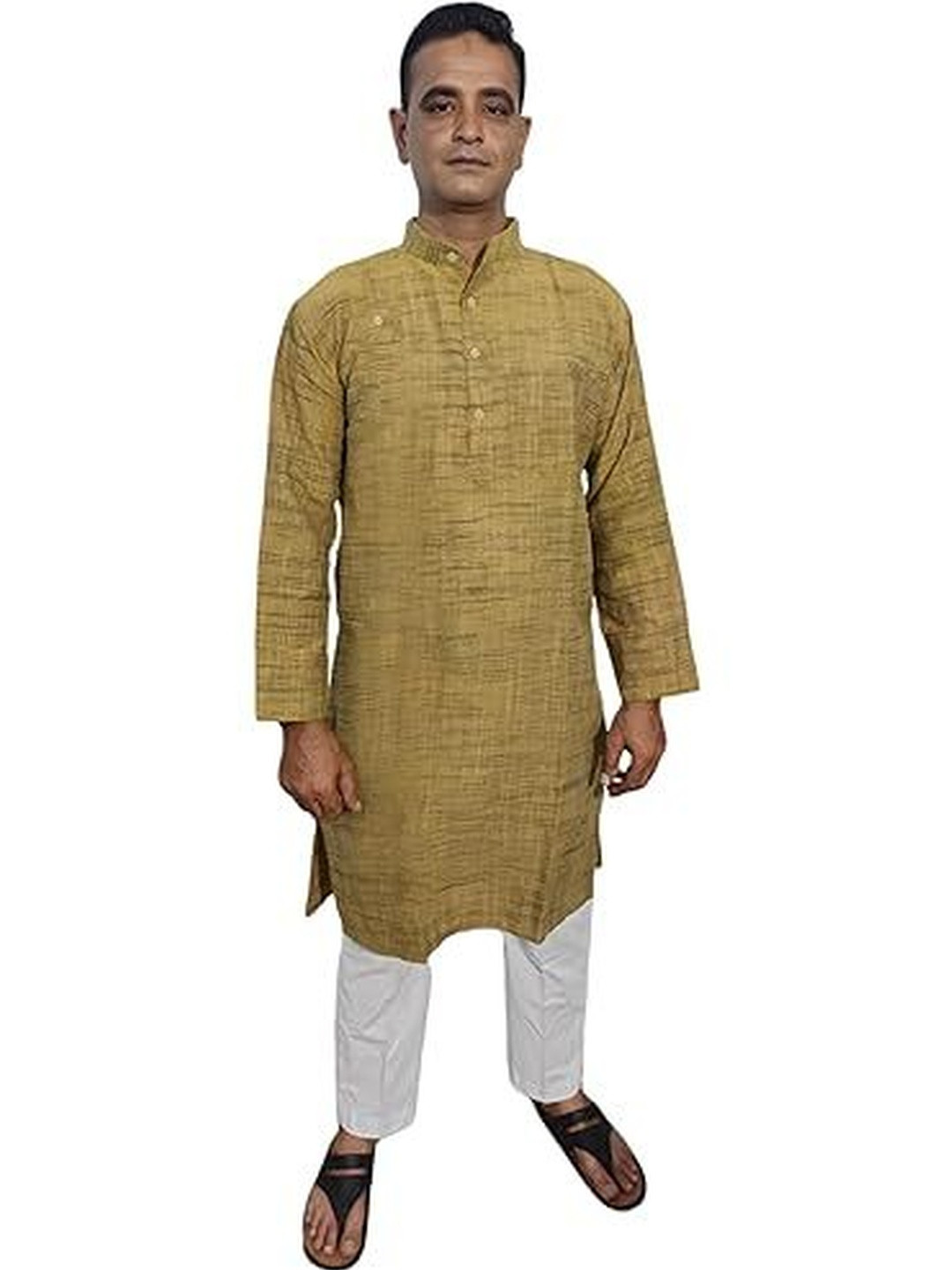 TaibaEthnicWear Abstract Printed Band Collar Straight Kurta With Pyjama