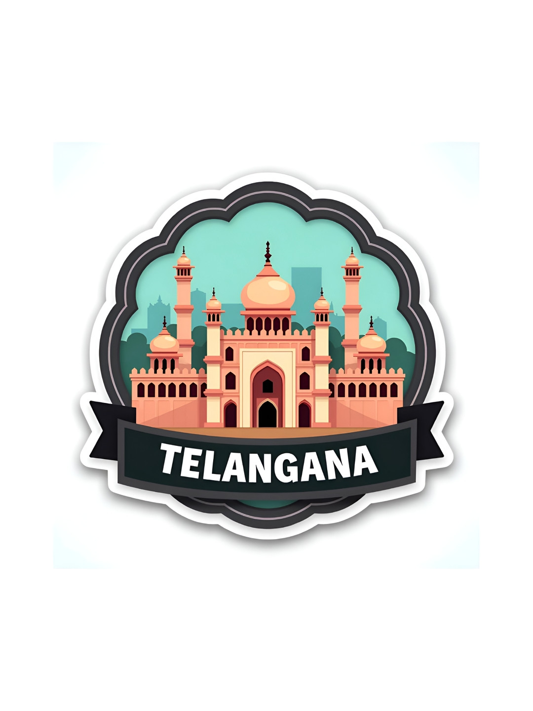 GIFTODAY Blue & Peach Telangana Printed Fridge Magnet