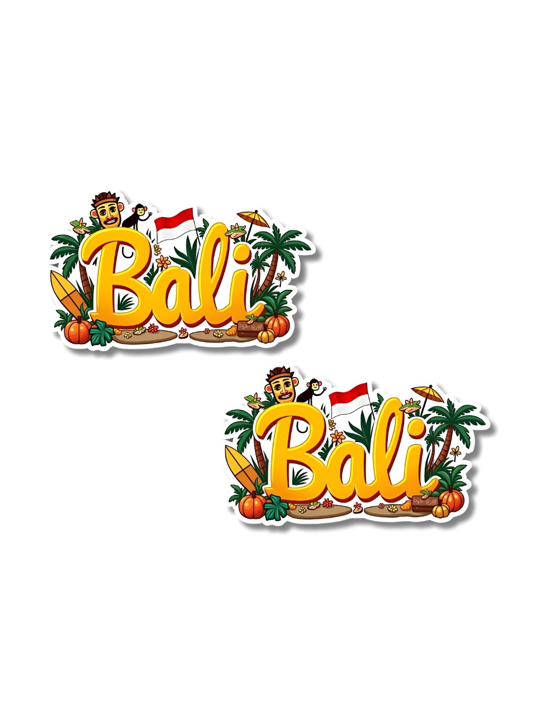 GIFTODAY Set Of 2 Yellow & Green Bali Printed Decorative Magnets