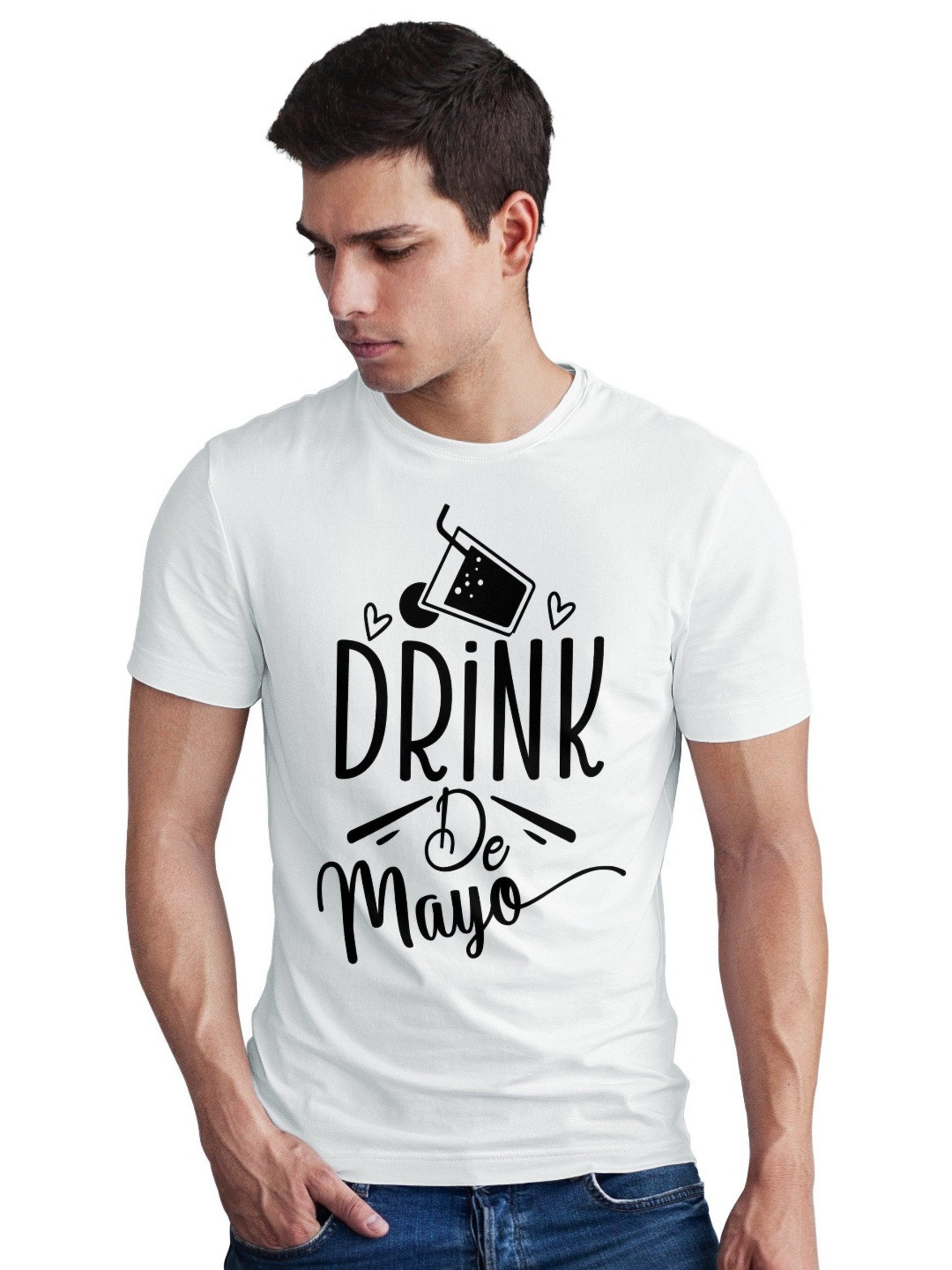 Seekbuylove Men Bio Finish Drink De Mayo Round Neck Pure Cotton T-shirt