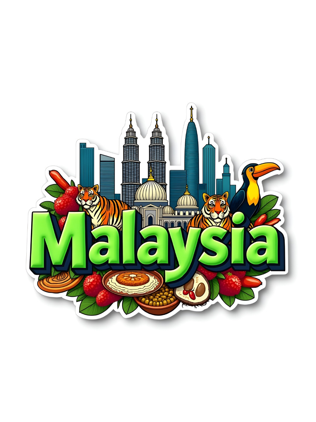 GIFTODAY Green & Blue Malaysia Printed Decorative Magnets