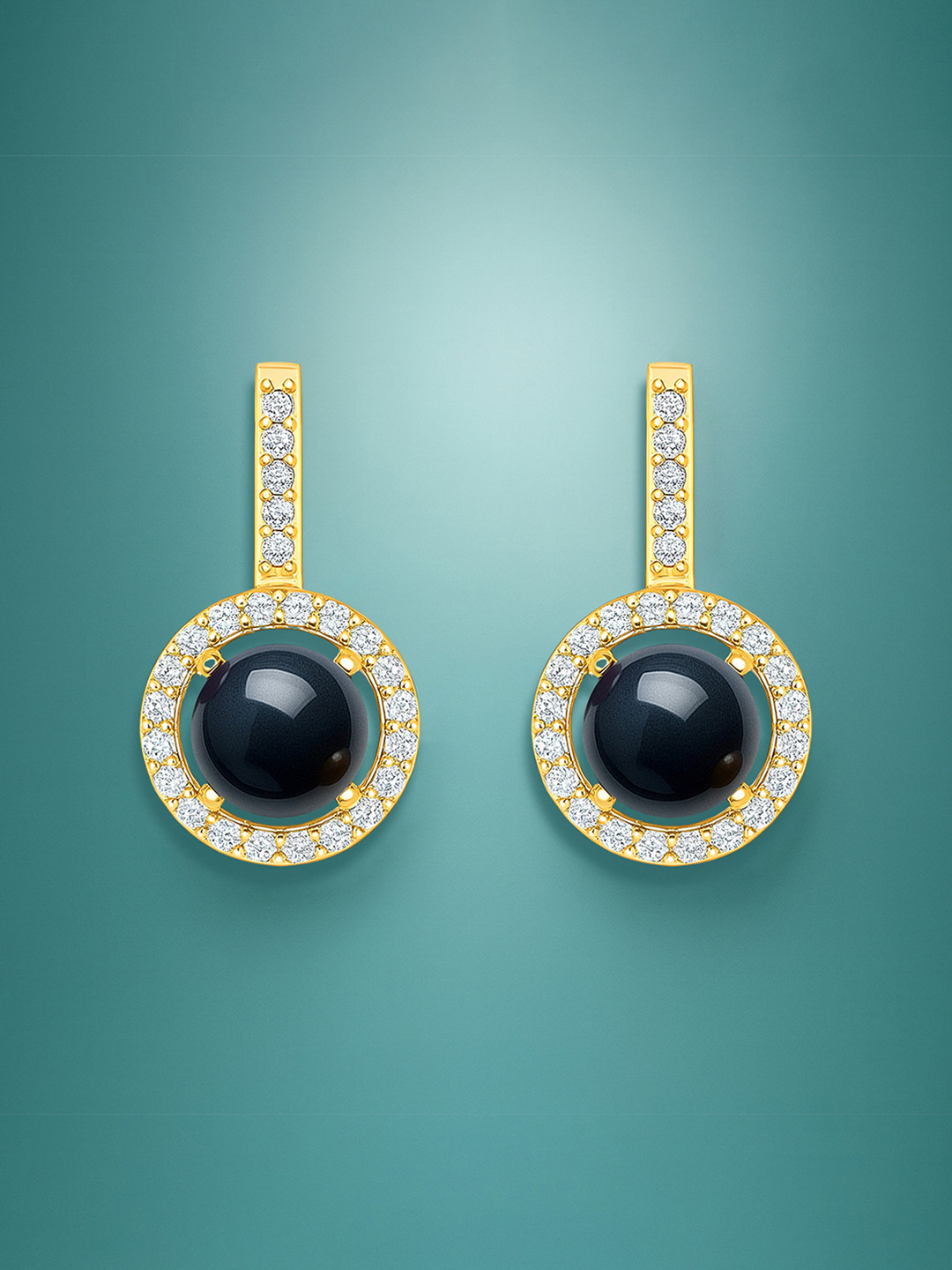 MINUTIAE Gold-Plated Stones Studded & Pearls Beaded Cricular Shaped Hoop Earrings