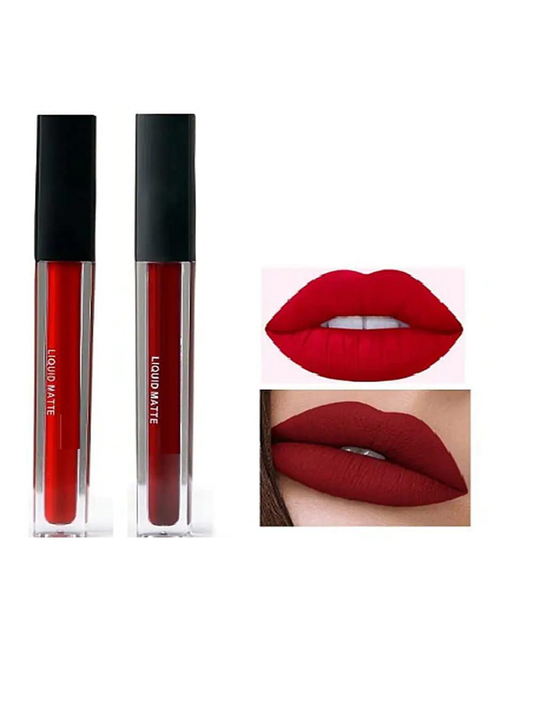 Welofy Set Of 2 Matte Long Lasting Liquid Lipstick - Red-Maroon