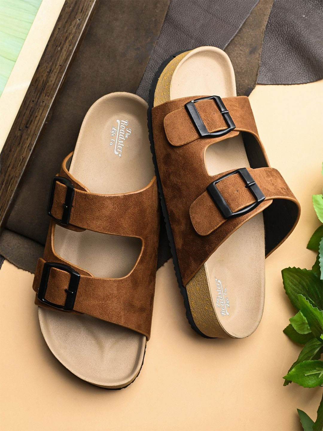 The Roadster Lifestyle Co Men Double-Strap Slip-On Comfort Sandals