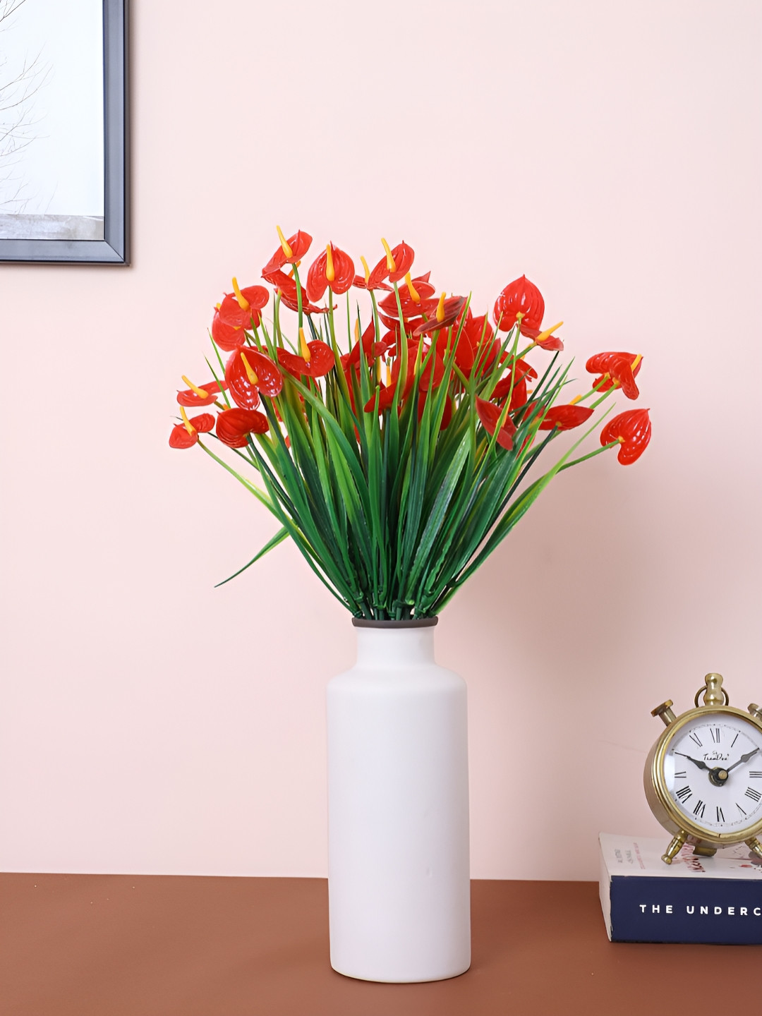 Home Bloom Red & Green 3 Pieces Lily Artificial Plants