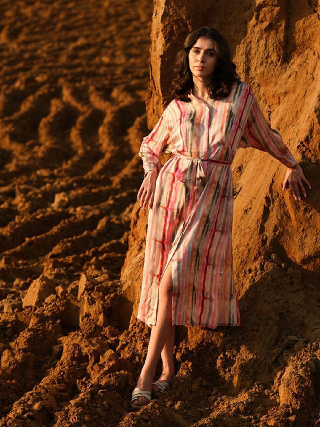 AFRIYA Striped Kaftan Dress
