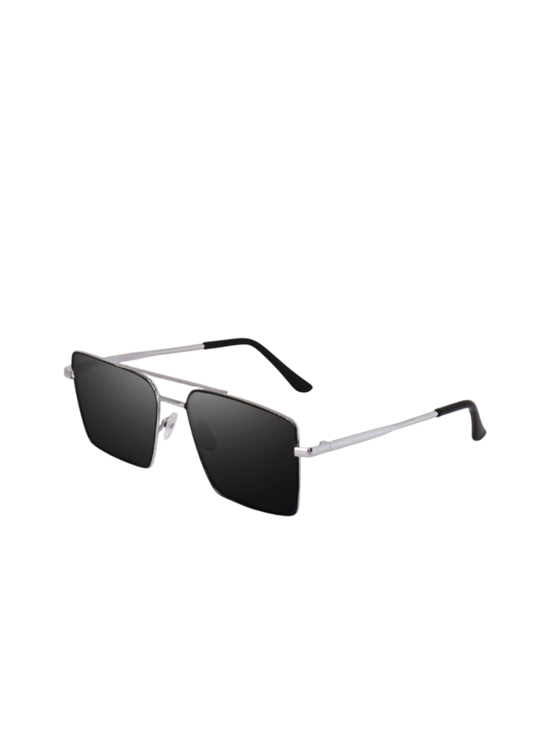 SPADEACES Unisex Square Sunglasses with UV Protected Lens HQ SILVER BLACK SQUARE -60