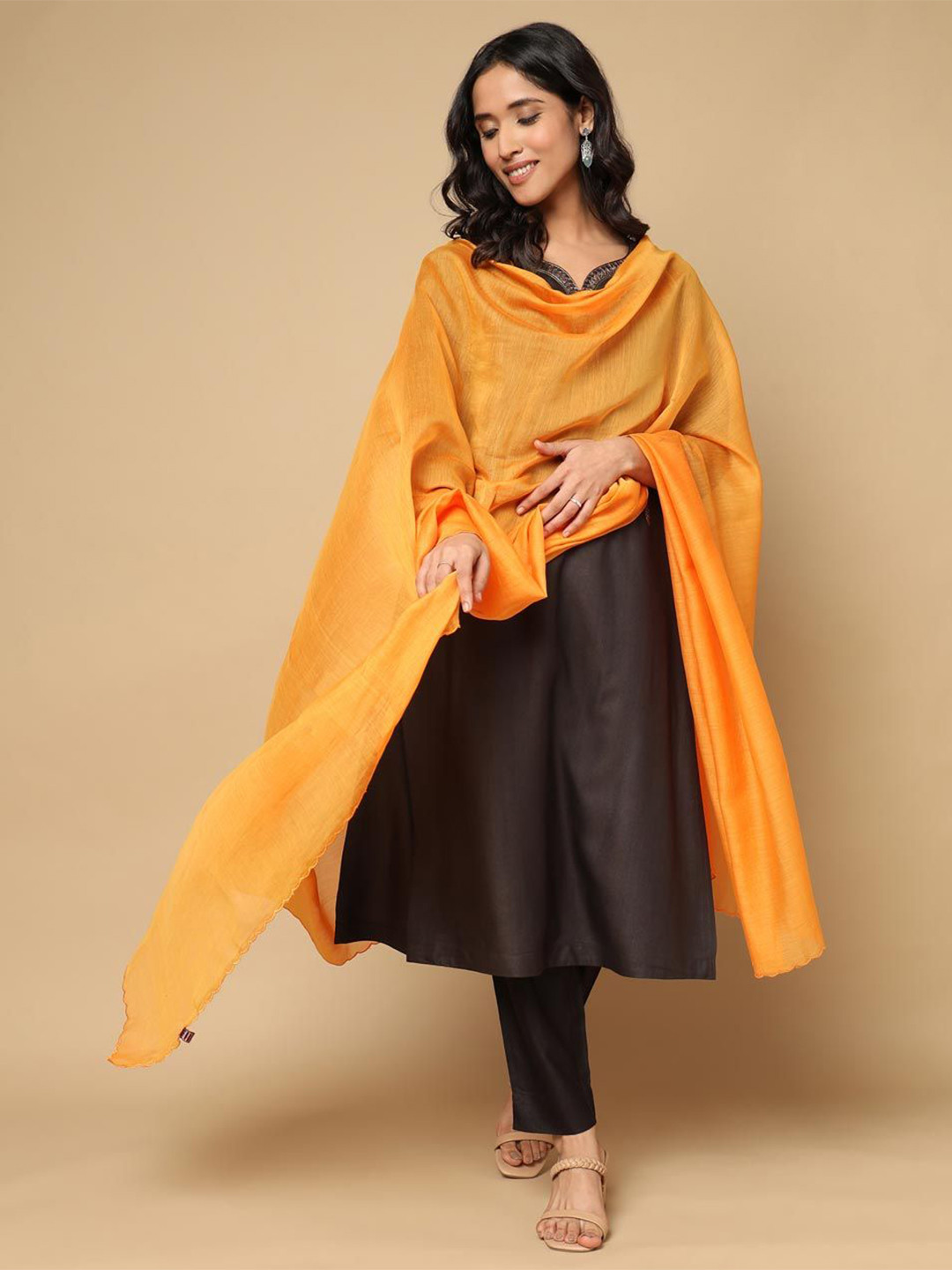 Fabindia Scallop Border Cotton Silk Dupatta