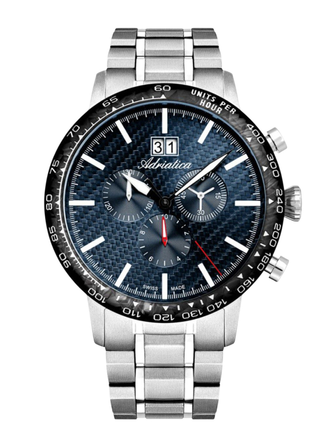 Adriatica Men Dial & Stainless Steel Bracelet Style Straps Analogue Watch A8383.4115CH