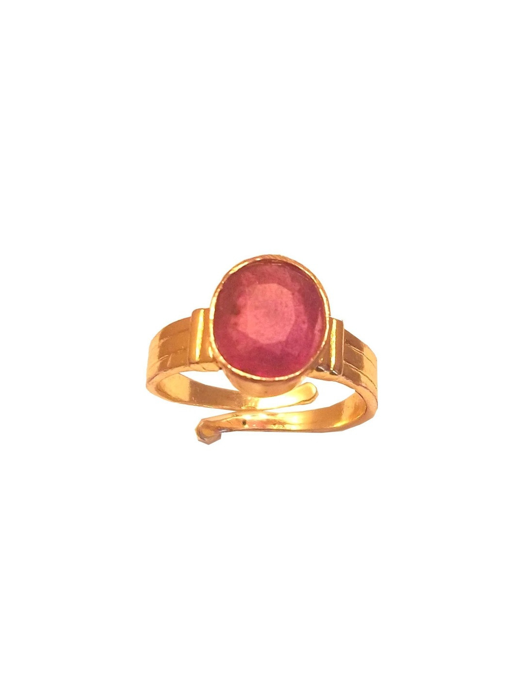 RAVIOUR LIFESTYLE Unisex Gold Plated 5.20 Ratti Ruby Studded Finger Ring