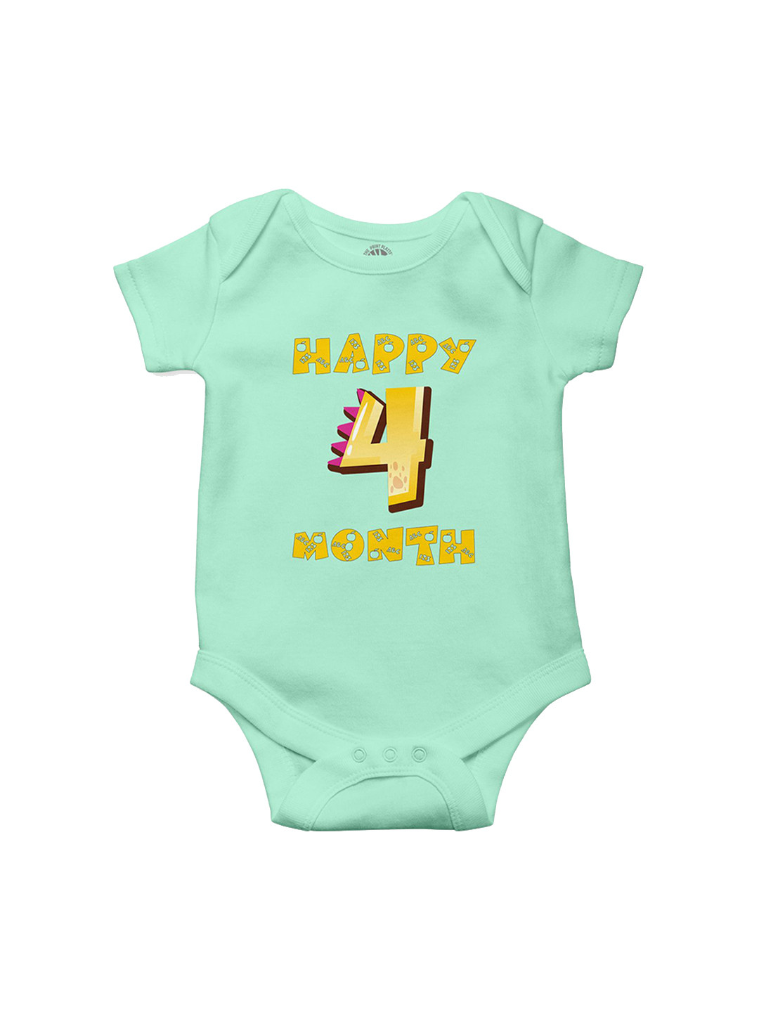 THE PRINT PLATTER Infants Happy 4 Month Printed Cotton Ultra Bio Wash Bodysuit
