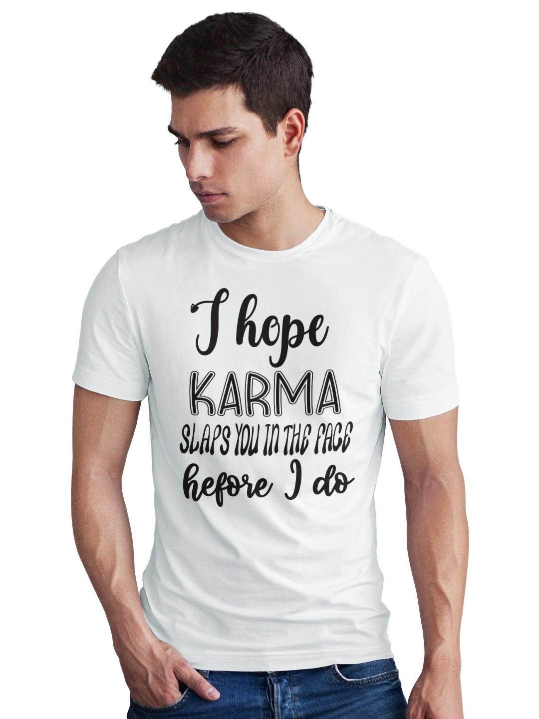 Seekbuylove Men Bio Finish Karma Round Neck Pure Cotton T-shirt
