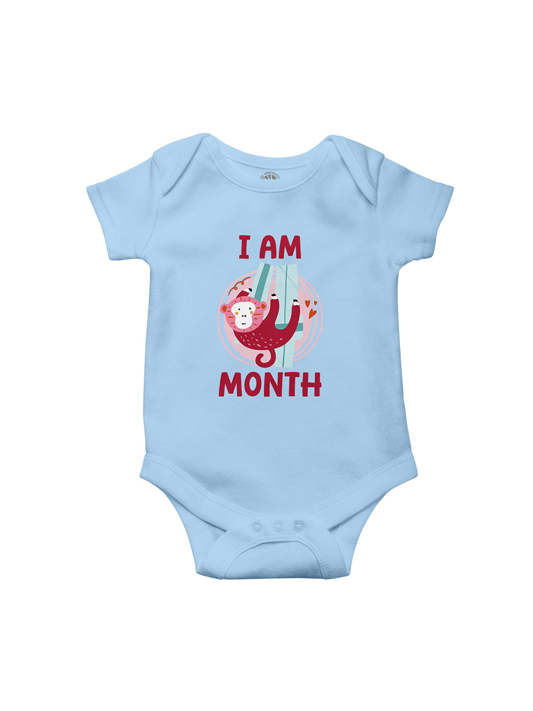 THE PRINT PLATTER Kids I Am Four Month Printed Cotton Bodysuit With Envelope Neck
