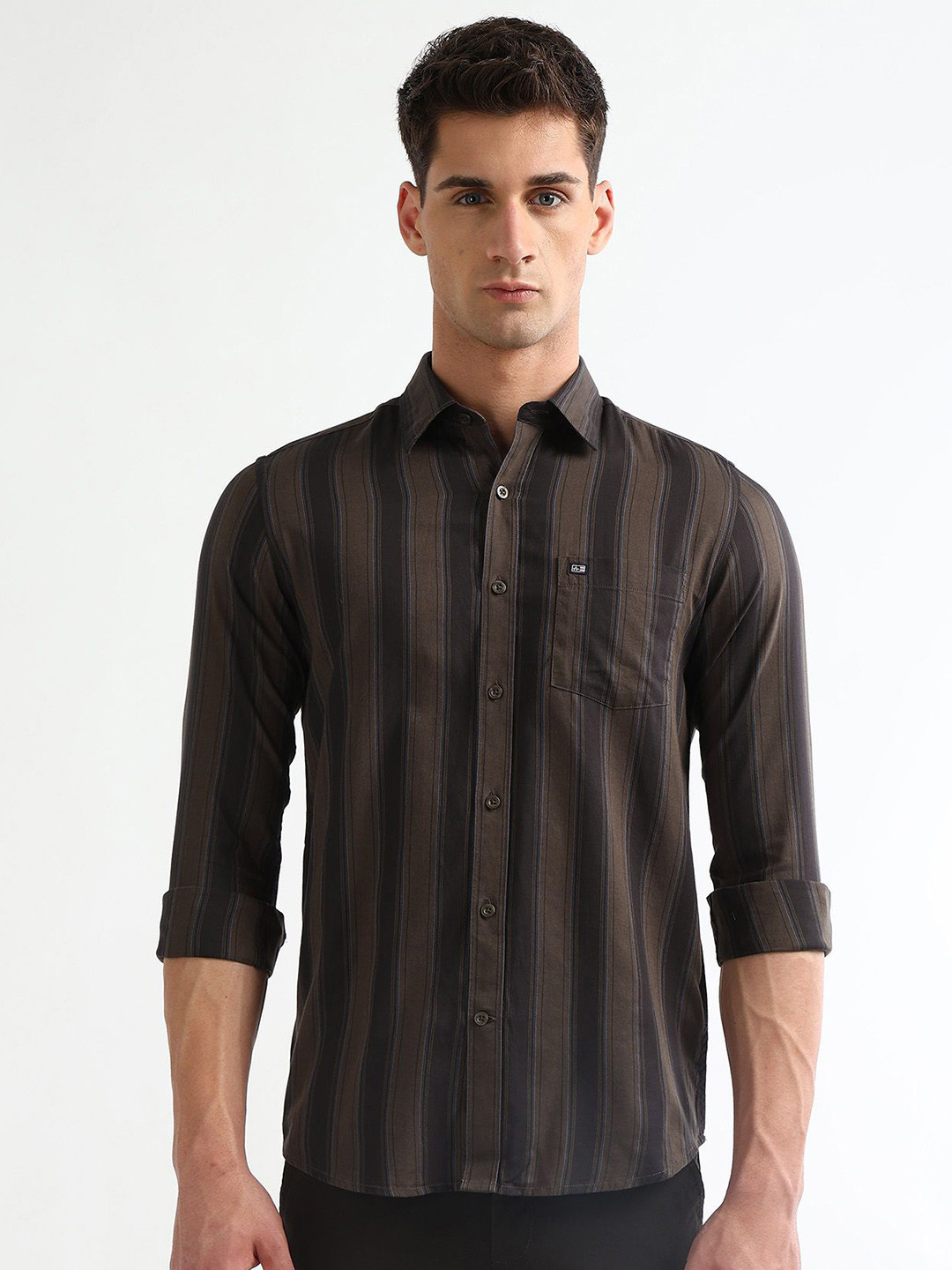 Arrow Sport Men Chelsea Slim Fit Vertical Striped Spread Collar Pure Cotton Casual Shirt