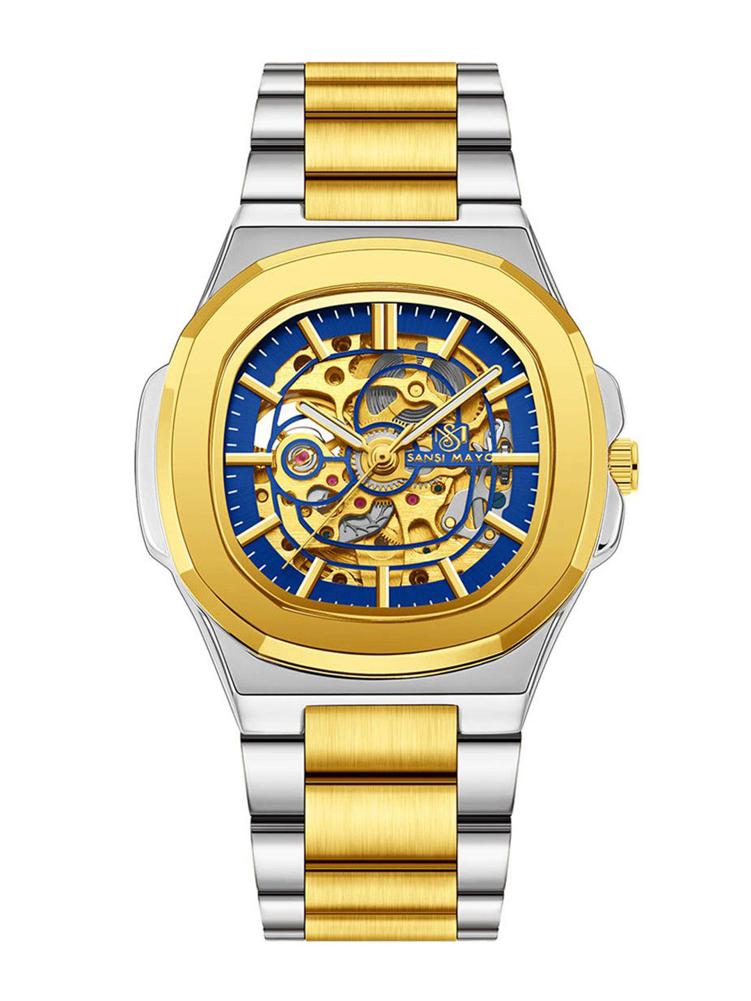 SANSIMAYO Zeus Men Stainless Steel Automatic Motion Powered Watch SM-M-301-TTSG-G-GBL