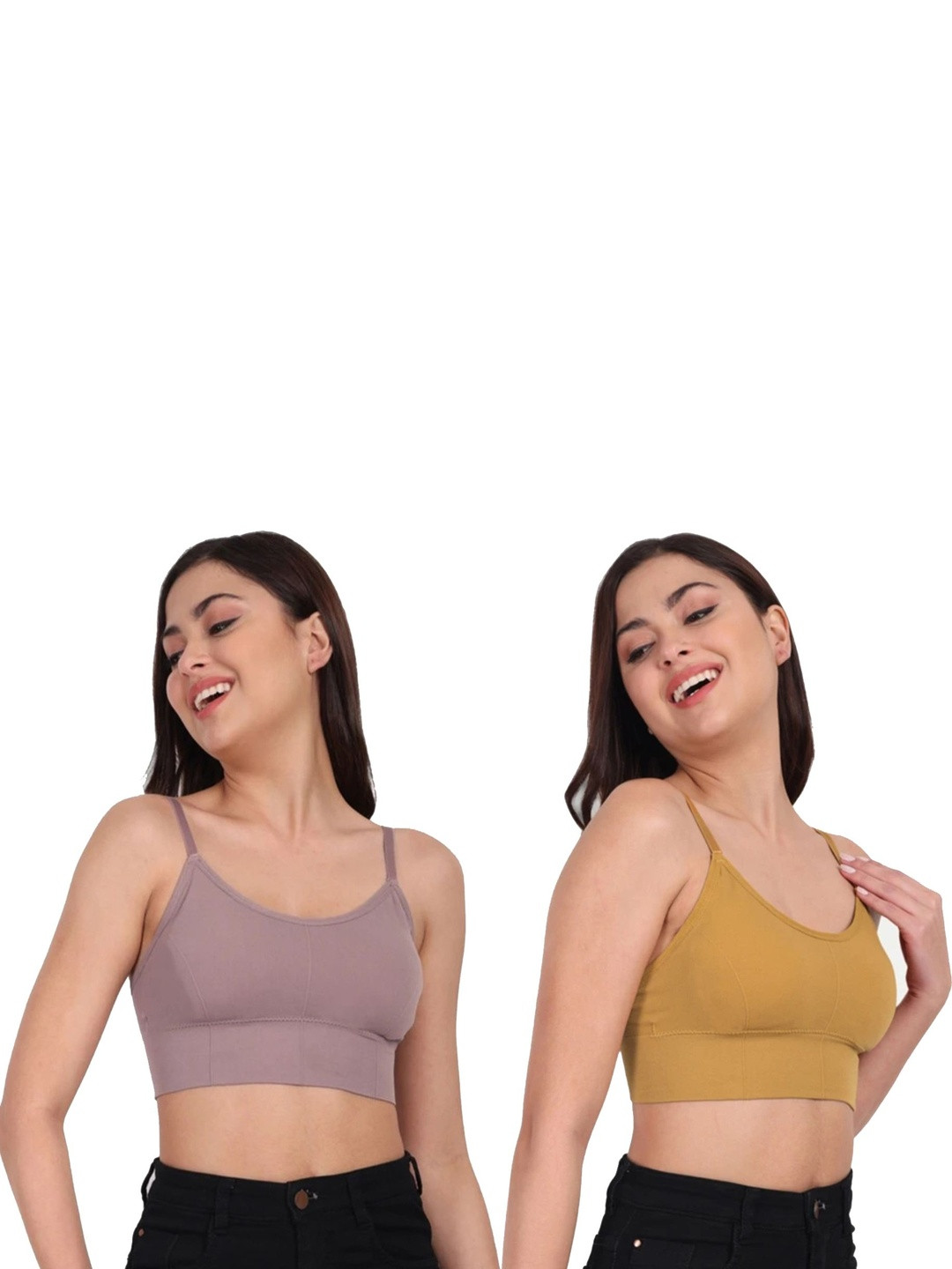 TERMINAX Pack Of 2 Full Coverage Lightly Padded Moisture Wicking Cotton Cut and Sew Bras