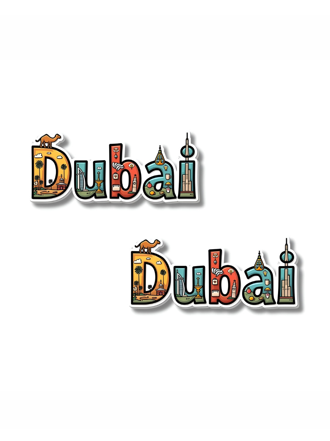 GIFTODAY Set Of 2 Dubai Printed Decorative Fridge Magnets