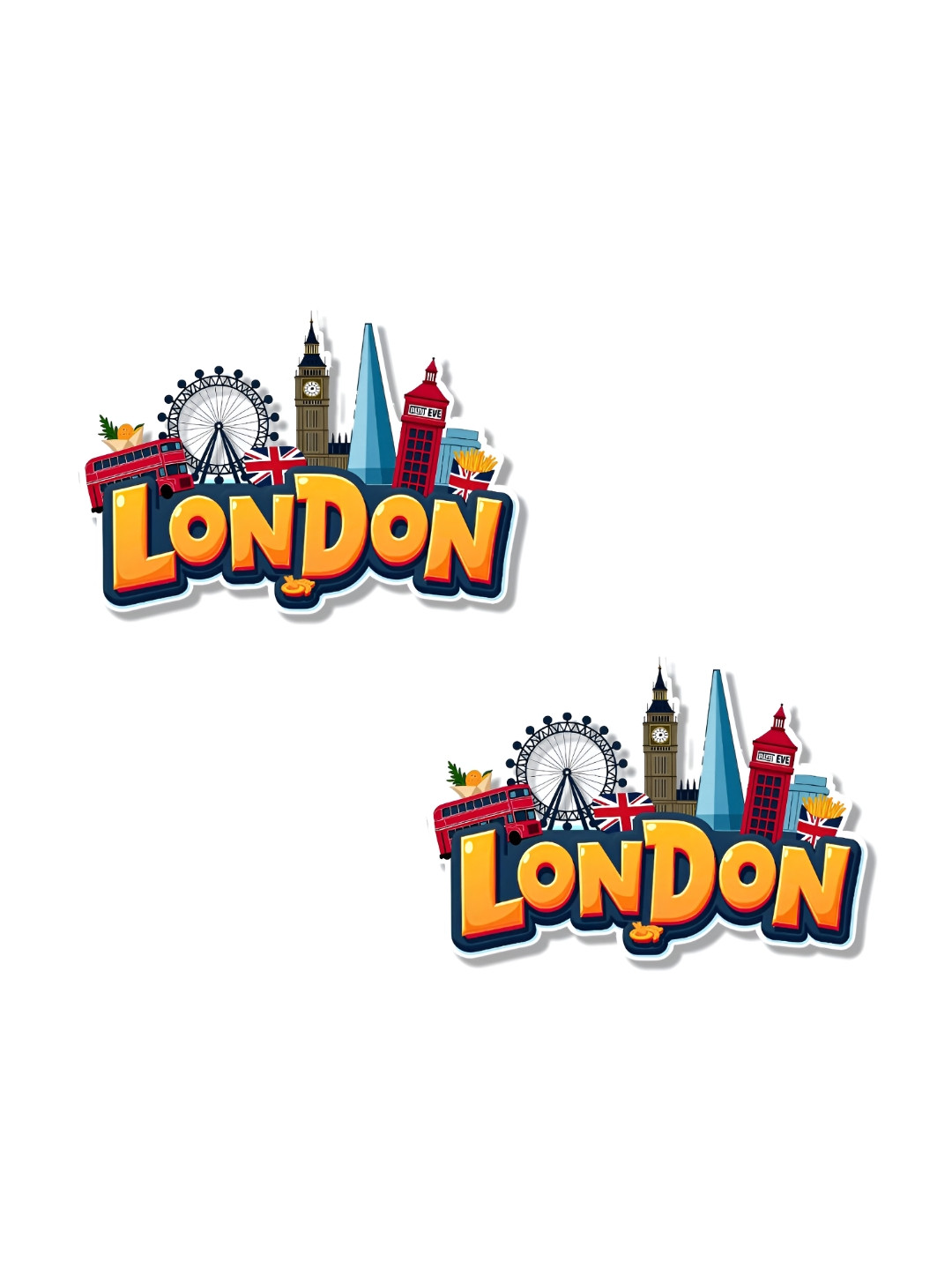 GIFTODAY Set Of 2 Blue & Yellow London Printed Fridge Magnets