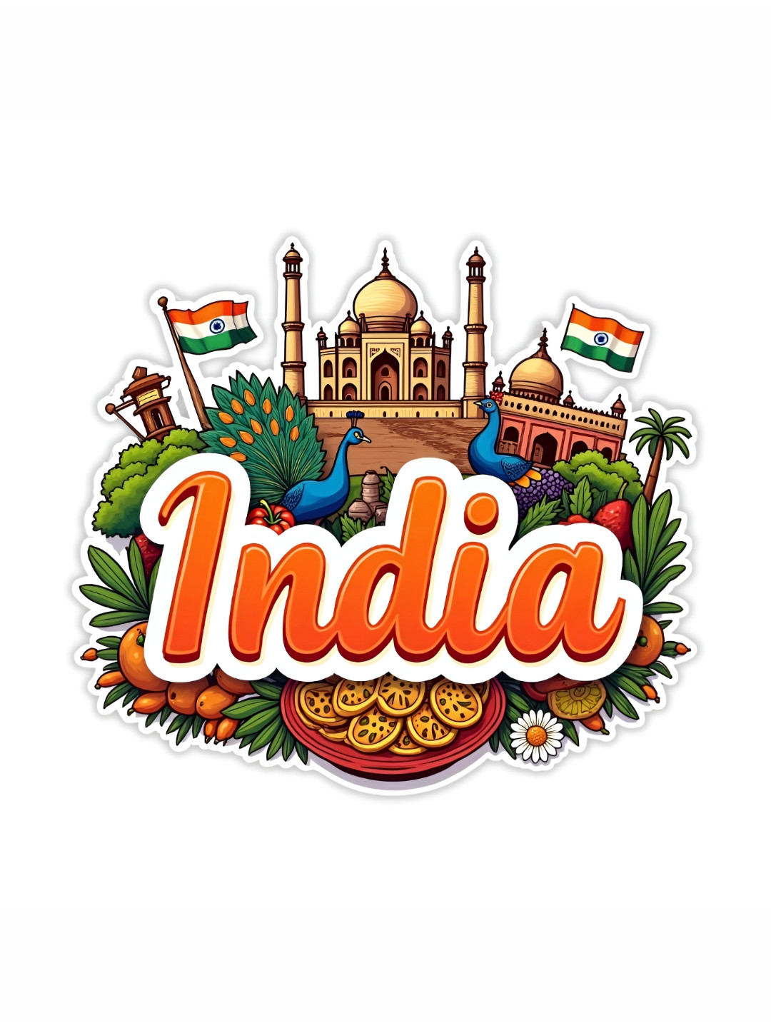 GIFTODAY Orange-Coloured & Brown Printed Decorative Decorative Magnets
