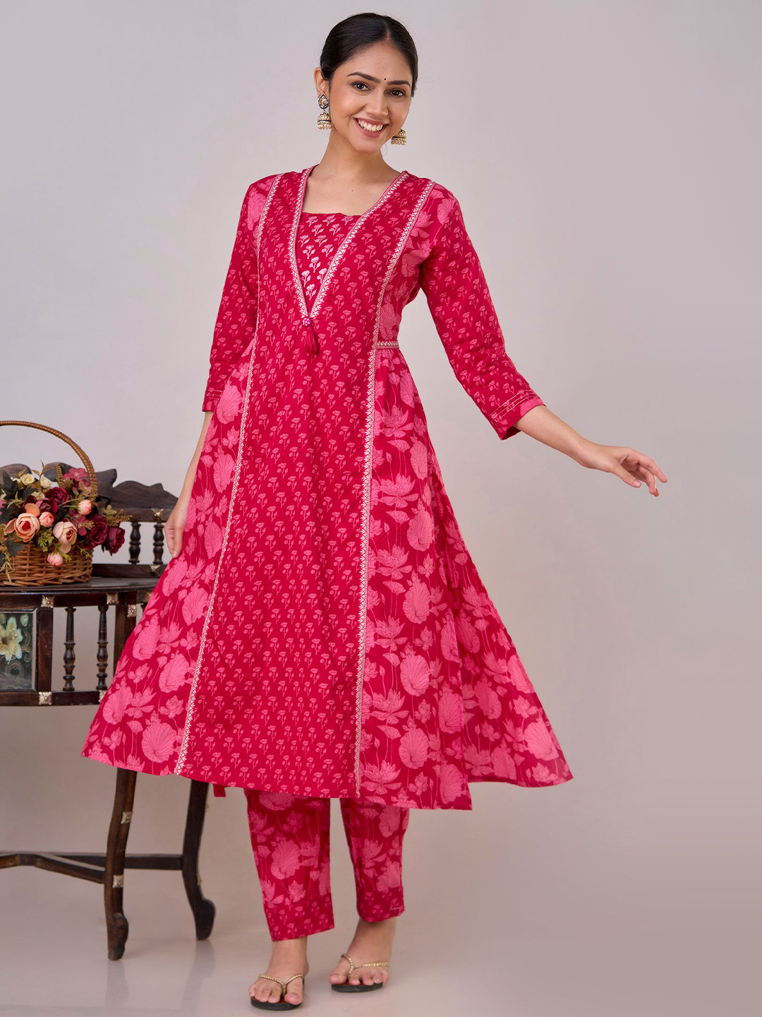RAISHREE Women Procion Printed Pure Cotton A-Line Kurta