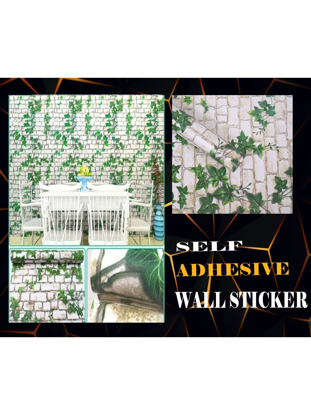 SEKHMET White & Green Floral And Botanical Printed Self Adhesive Wallpaper