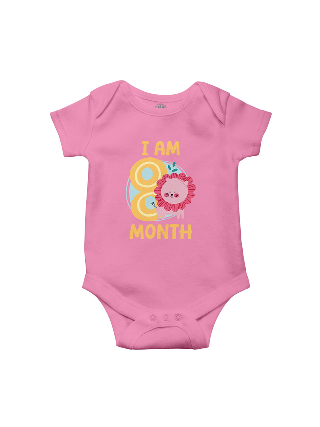 THE PRINT PLATTER Infants I Am Eight Month Printed Envelope Neck Cotton Bodysuit
