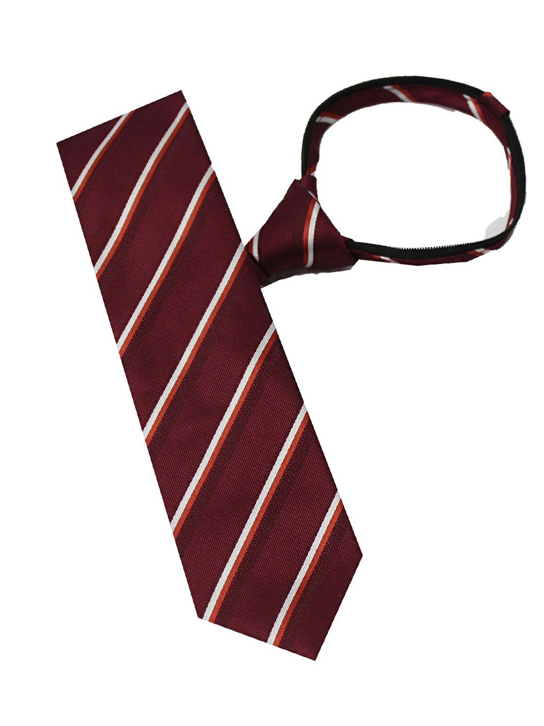 Leonardi Men Maroon Striped Regular Skinny Tie